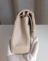 Chanel Classic Flap Medium | Beige Caviar Light Gold Hardware-side