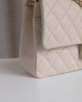 Chanel Classic Flap Medium | Beige Caviar Light Gold Hardware-details