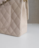 Chanel Classic Flap Medium | Beige Caviar Light Gold Hardware-details