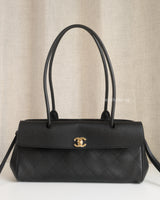 Chanel Small Shopping Tote | Black Caviar Gold Hardware-front1