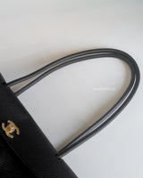 Chanel Small Shopping Tote | Black Caviar Gold Hardware-details