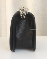 Chanel Boy Chevron Small | Black Caviar Silver Hardware-details