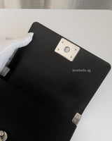 Chanel Boy Chevron Small | Black Caviar Silver Hardware-details