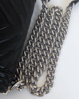Chanel Boy Chevron Small | Black Caviar Silver Hardware-details