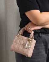 Dior Lady Dior Mini | Blush Lambskin Light Gold Hardware-model