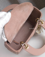 Dior Lady Dior Mini | Blush Lambskin Light Gold Hardware-details