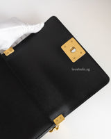 Chanel Boy Small | Black Caviar Brushed Gold Hardware-details