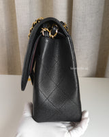 Chanel Classic Flap Jumbo | Black Caviar Gold Hardware-details