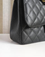 Chanel Classic Flap Jumbo | Black Caviar Gold Hardware-details