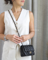 Chanel Classic Flap Mini Square | Black Lambskin Light Gold Hardware-model
