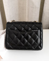 Chanel Classic Flap Mini Square | Black Lambskin Light Gold Hardware-back