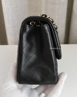 Chanel Classic Flap Mini Square | Black Lambskin Light Gold Hardware-side