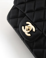 Chanel Classic Flap Mini Square | Black Lambskin Light Gold Hardware-details