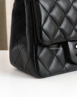 Chanel Classic Flap Mini Square | Black Lambskin Light Gold Hardware-details
