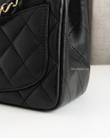 Chanel Classic Flap Mini Square | Black Lambskin Light Gold Hardware-details