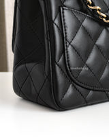 Chanel Classic Flap Mini Square | Black Lambskin Light Gold Hardware-details