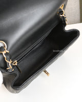 Chanel Classic Flap Mini Square | Black Lambskin Light Gold Hardware-details