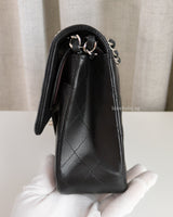 Chanel Classic Flap Medium | Black Lambskin Silver Hardware-details