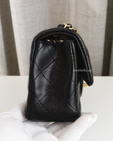 Chanel Classic Flap Mini Rectangle | Black Caviar Light Gold Hardware-side