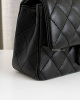 Chanel Classic Flap Mini Rectangle | Black Caviar Light Gold Hardware-details