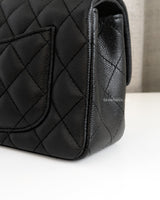 Chanel Classic Flap Mini Rectangle | Black Caviar Light Gold Hardware-details