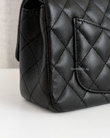 Chanel Classic Flap Mini Rectangle | Black Caviar Light Gold Hardware-details