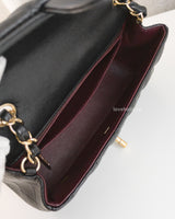 Chanel Classic Flap Mini Rectangle | Black Caviar Light Gold Hardware-details