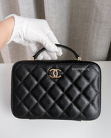 Chanel Camera Bag Black Caviar Light Gold Hardware-front1