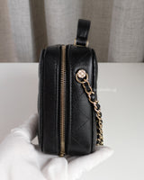 Chanel Camera Bag Black Caviar Light Gold Hardware-details
