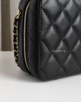 Chanel Camera Bag Black Caviar Light Gold Hardware-details