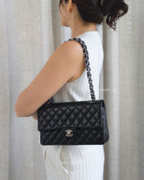 Chanel Classic Flap Medium | Black Lambskin Silver Hardware-model