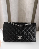 Chanel Classic Flap Medium | Black Lambskin Silver Hardware-front1