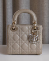 Dior Lady Dior Mini | Natural Beige Lambskin Light Gold Hardware-front1