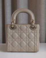 Dior Lady Dior Mini | Natural Beige Lambskin Light Gold Hardware-back