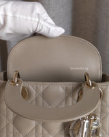 Dior Lady Dior Mini | Natural Beige Lambskin Light Gold Hardware-details