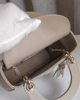 Dior Lady Dior Mini | Natural Beige Lambskin Light Gold Hardware-details