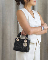 Dior Lady Dior Mini | Black Lambskin Light Gold Hardware-model