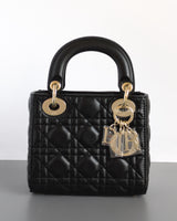 Dior Lady Dior Mini | Black Lambskin Light Gold Hardware-front1