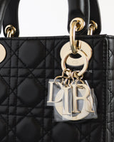 Dior Lady Dior Mini | Black Lambskin Light Gold Hardware-details