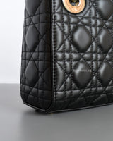 Dior Lady Dior Mini | Black Lambskin Light Gold Hardware-details