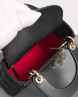 Dior Lady Dior Mini | Black Lambskin Light Gold Hardware-details