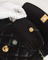 Chanel Diana Reissue Small | Black Lambskin Brushed Gold Hardware-details