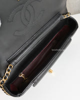 Chanel Diana Reissue Small | Black Lambskin Brushed Gold Hardware-details