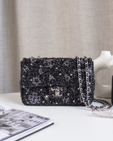 Chanel Classic Flap Mini Rectangle | 24K Crystal Strass Silver Hardware-front