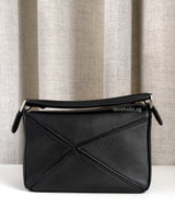 Loewe Mini Puzzle Black Calfskin Silver Hardware-back