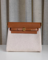 Hermes Herbag Mini 20 | Ecru Beige/Fauve Vache Hunter Gold Hardware-front1