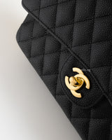 Chanel Classic Flap Medium | Black Caviar Gold Hardware-details