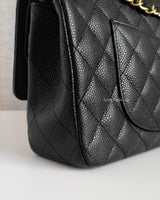 Chanel Classic Flap Medium | Black Caviar Gold Hardware-details