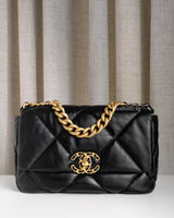 Chanel Chanel 19 Small | Black Lambskin Multicolored Hardware-front1