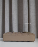 Dior Lady D-Joy Small | Taupe beige Lambskin Light Gold Hardware-details